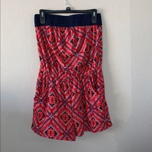 Red And Blue Tube Top Romper